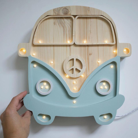 Slika za Little Lights® Ručno izrađena drvena lampa Van Mint
