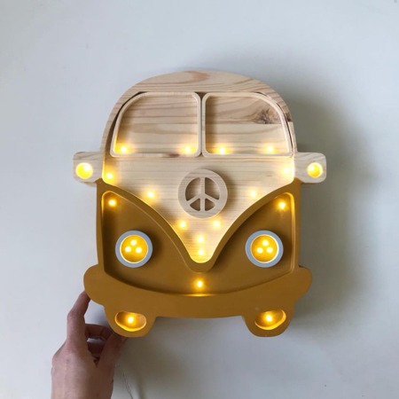 Slika za Little Lights® Ručno izrađena drvena lampa  Van Mustard 