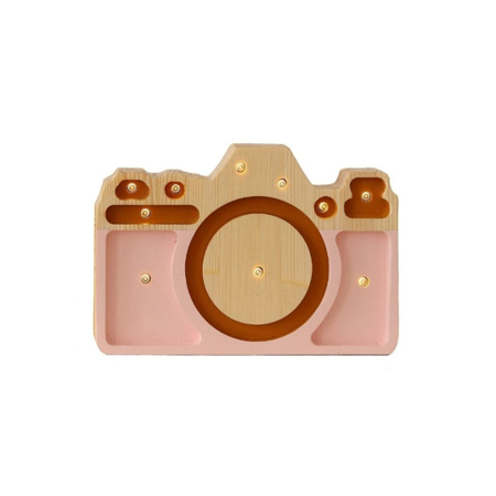 Slika za Little Lights® Ručno izrađena drvena lampa Camera Mini Powder Pink/Mustard
