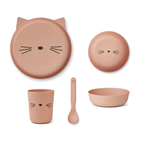 Slika za  Liewood® Set za jelo od BIO plastike Cat Rose Blush 