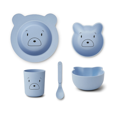Liewood® Set za jelo od BIO plastike Joana Mr Bear Sky Blue
