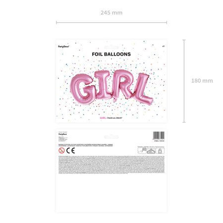 Party Deco® Balon u obliku natpisa Girl Pink 