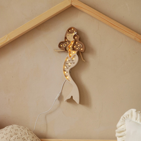 Slika za Little Lights® Ručno izrađena drvena lampa Mermaid Coffee 