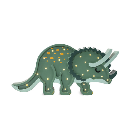 Slika za Little Lights® Ručno napravljena drvena lampa Dino Triceratops Military Green