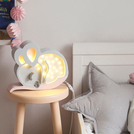 Little Lights® Ručno izrađena drvena lampa Mouse Light Grey 
