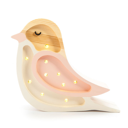 Slika za Little Lights® Ručno izrađena drvena lampa Bird Mini Strawberry Cream