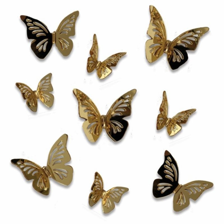 Slika za Benlemi® 3D naljepnice za zid Golden Butterflies