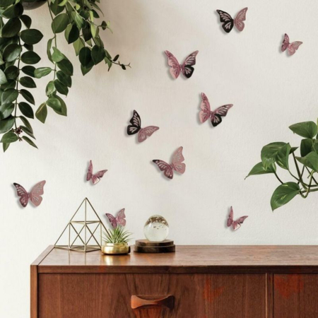 Slika za Benlemi® 3D naljepnice za zid Pink Butterflies