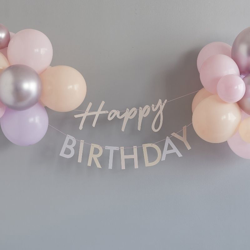 Slika za  Ginger Ray® Natpis Happy Birthday s balonima Pastel Pink