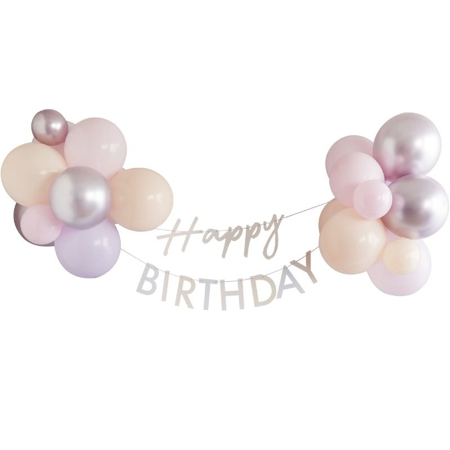  Ginger Ray® Natpis Happy Birthday s balonima Pastel Pink