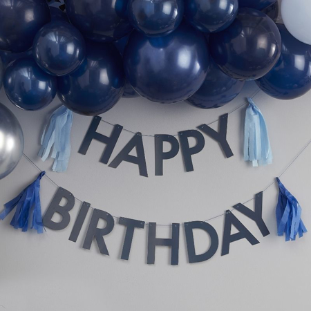 Slika za Ginger Ray® Natpis Happy Birthday s resicama Blue