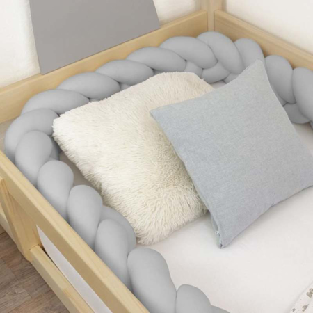 Benlemi® Porub za krevetić Braid Grey 200cm
