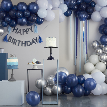 Slika za Ginger Ray®  Pozadina za fotografiranje s balonima Blue, Cream & Silver 