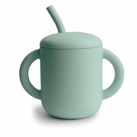 Slika za Mushie® Silikonska čašica sa slamkom Cambridge Blue