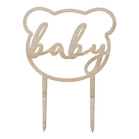 Slika za Ginger Ray® Drveni ukras za tortu Teddy Bear Baby 