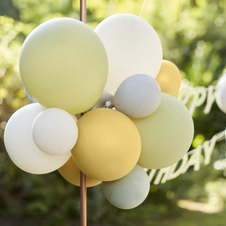 Ginger Ray® Natpis Happy Birthday s balonima Green, Grey, Sand & Gold Chrome 