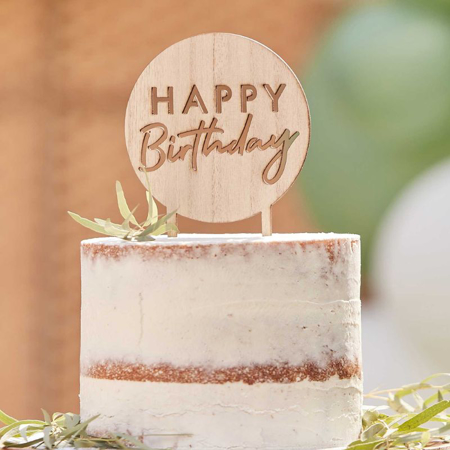 Slika za Ginger Ray® Drveni ukras za tortu Happy Birthday