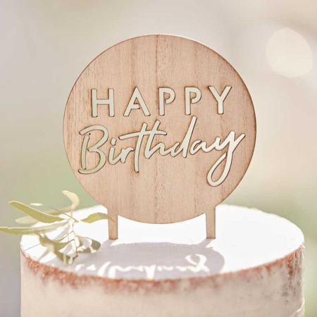 Ginger Ray® Drveni ukras za tortu Happy Birthday