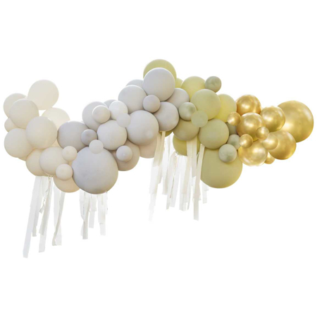Slika za Ginger Ray® Luk od balona Green, Cream, Grey & Gold Chrome Balloon 
