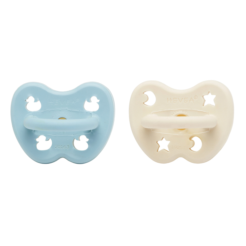 Slika za Hevea® Ortodontska  duda od kaučuka Baby Blue & Milky White (0-3M) 2 kom