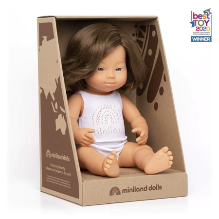  Miniland® Lutka Caucasian Girl with Down Syndrome 38cm 