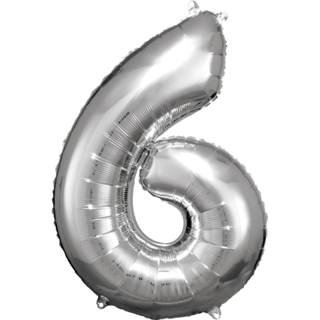 Amscan® Balon broj 6 (86 cm) Silver 