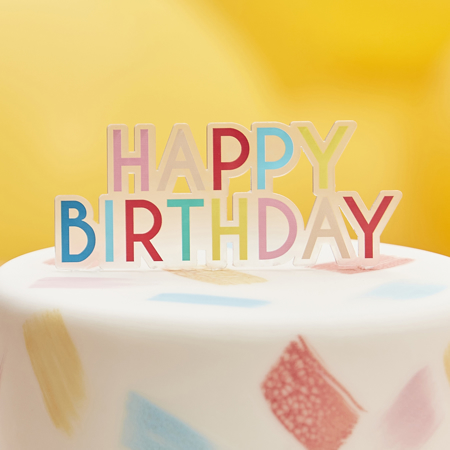 Slika za Ginger Ray® Ukras za tortu Happy Birthday Rainbow