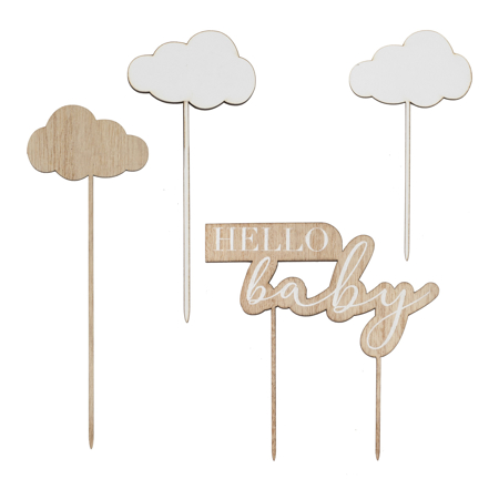 Slika za Ginger Ray® Drveni ukras za tortu Hello Baby Clouds