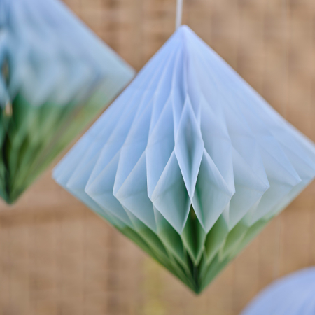 Ginger Ray® Viseća papirna dekoracija Sage Dip Dye Honeycombs