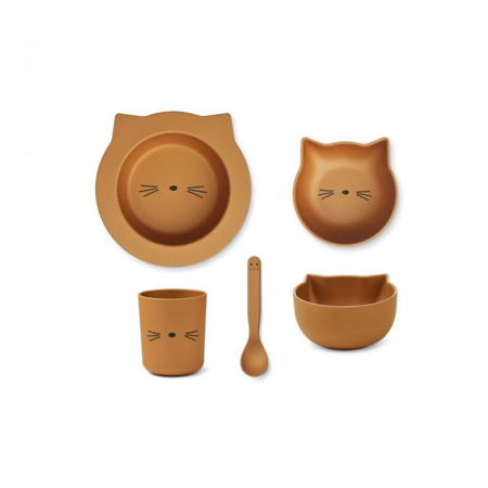 Liewood® Set za jelo od BIO plastike Joana Cat Golden Caramel