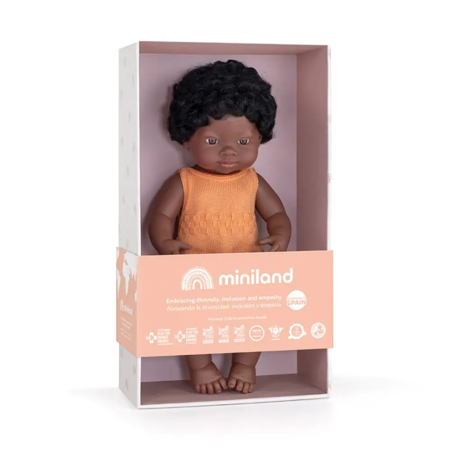 Slika za Miniland® Lutka African Boy 38cm Colourful