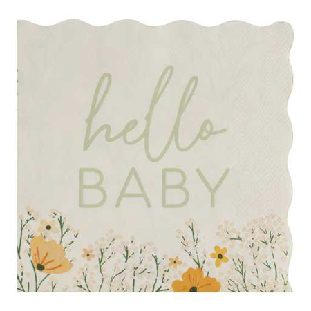 Ginger Ray® Serviete Hello Baby Floral 16 kosov