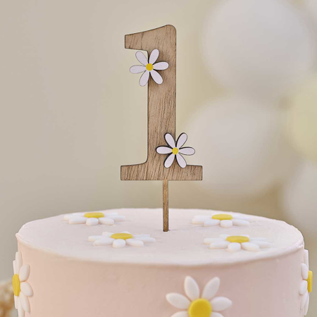 Slika za Ginger Ray® Drveni ukras za tortu Daisy 1st Birthday
