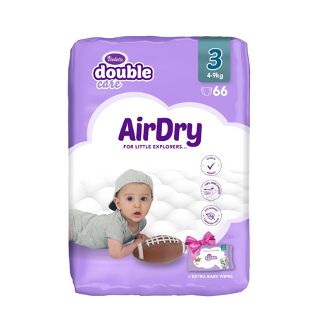 Slika za  Violeta® Pelene Air Dry 3 Midi (4-9kg) Jumbo 66 +  Poklon Baby vlažne maramice