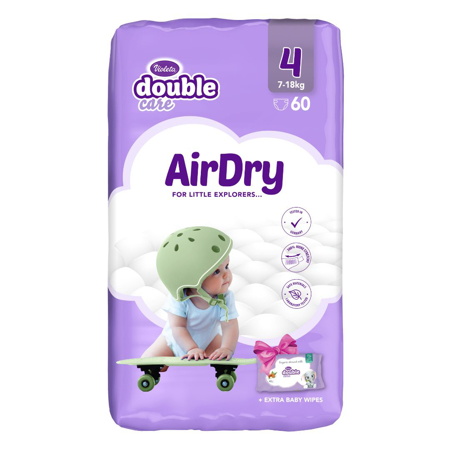 Slika za Violeta® Pelene Air Dry 4 Maxi (7-18kg) Jumbo 60+ Poklon Baby vlažne maramice