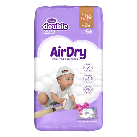 Slika za Violeta® Pelene Air Dry 4 Maxi plus (9-20kg) Jumbo 56 + Poklon Baby vlažne maramice